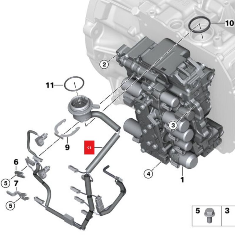 Le harnais de câblage utilisé abordable pour BMW MINI GA6F21AW TF-72SC à partir du démontage de la boîte de vitesses